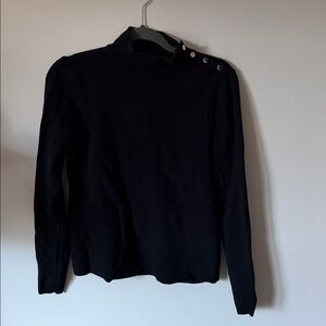 Ann Taylor Black Cowl Neck Sweater with Button Details